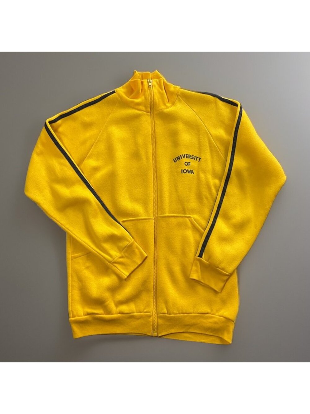 Vintage Univerty of Iowa Hawkeyes Fleece Track Jacket Sweatshirt 80s 90s USA